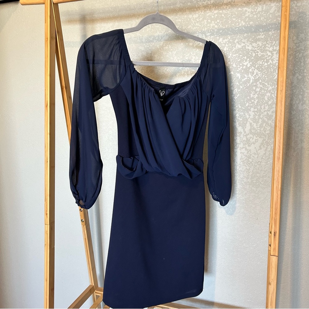 Windsor long sleeve, dark blue midi dress. Size small.
